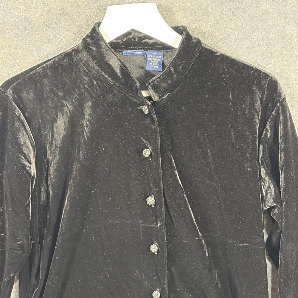 Vintage Honors Button Shirt Women's Small‎ Black Suede Velour Y2K Collared - Picture 4 of 11